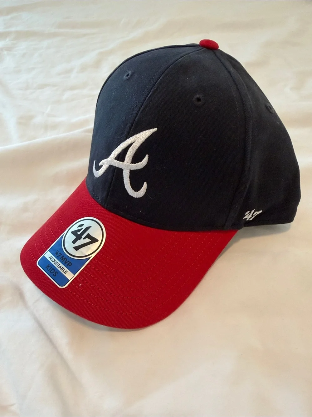 '47 Kids Atlanta Baseball Cap in Navy and Red with White A Logo